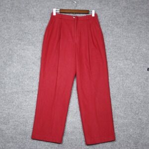 David N. Women Red Wool Blend Pleated High Waist Trousers Pants Size 12